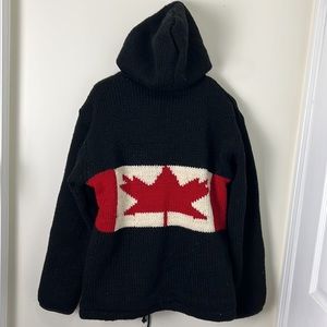 Vintage Wool Knitted Lined Unique Hoodie Outerwear Jacket Size Medium